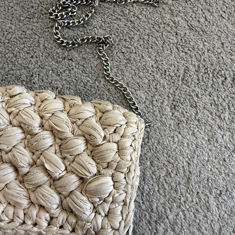 H&M Cream Woven Chain Strap Crossbody Bag